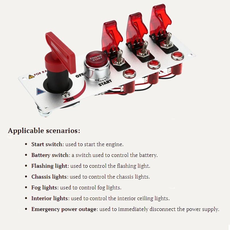 JtronÂ® Dc12v Flip-up Start Ignition Three Combination Switch Panel and Accessories for Racing Sport - Image 5